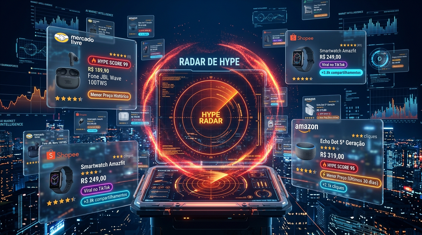 Radar de Hype em funcionamento com rastreamento inteligente